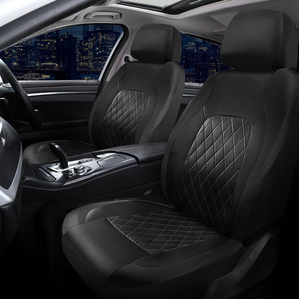 Universal Car Seat Covers Full Set PU Leather & Mesh Material Airbag Compatible, for Sedans SUVs Vans