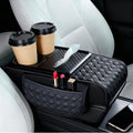 Car Center Console Cover, Armrest Pad with 2 Storage Pockets, Cup Holder, Tissue Box Slot, Phone Holder, Universal fit