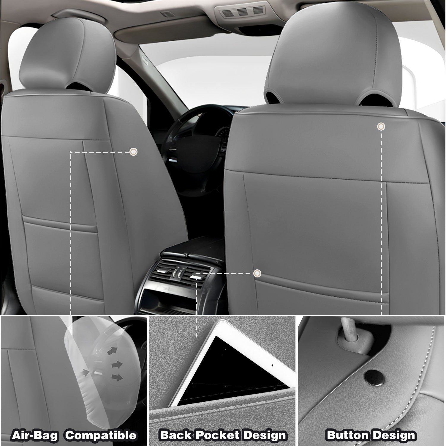 For Chevy Chevrolet Silverado Seat Covers Waterproof Nappa Leather Protectors for Pickup 2007-2026 1500 2500HD 3500HD Trail Boss Z71 Crew Double Extended Cab GMC Sierra