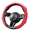 Steering Wheel Cover with Red Sporty Perforated Nappa Leather Stripes Universal Fit
