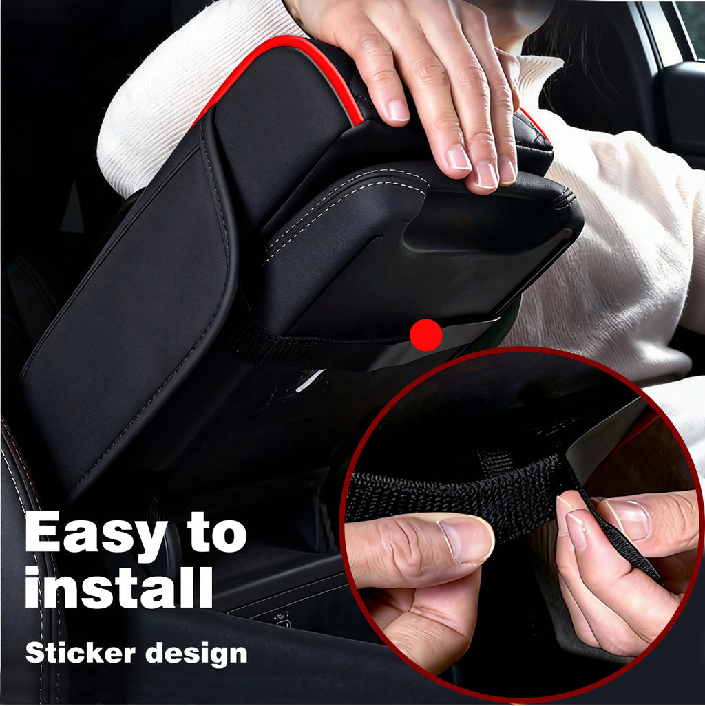 Car Center Console Cover, Armrest Pad with 2 Storage Pockets, Cup Holder, Tissue Box Slot, Phone Holder, Universal fit