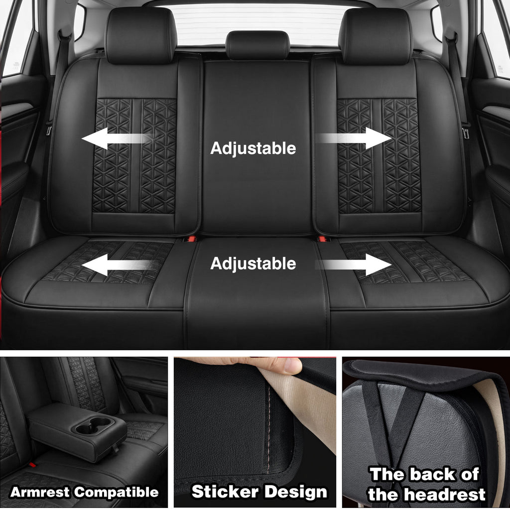 Luxury Nappa Leather Car Seat Covers Full Set-Airbag Compatible, Universal Fits Most Sedans, SUVs & Compact Pickups for Tacoma Frontier)