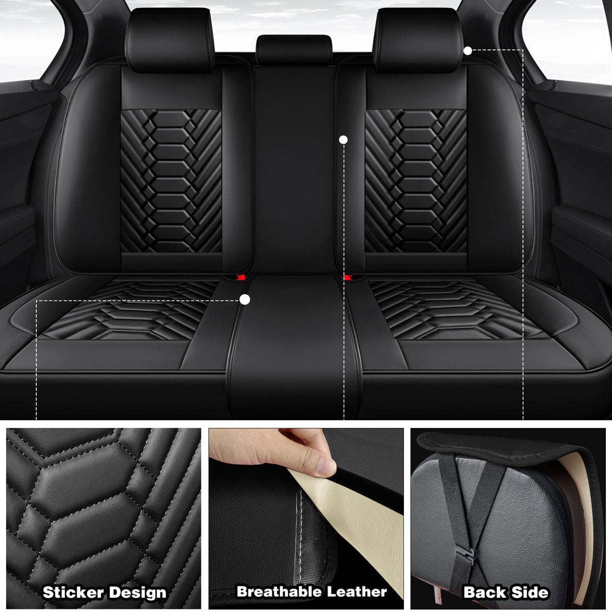 Leather Car Seat Covers for Perfectly fits Chevrolet Silverado, GMC Sierra 1500/2500HD/3500HD, and Trail Boss Z71 models (2007-2025)