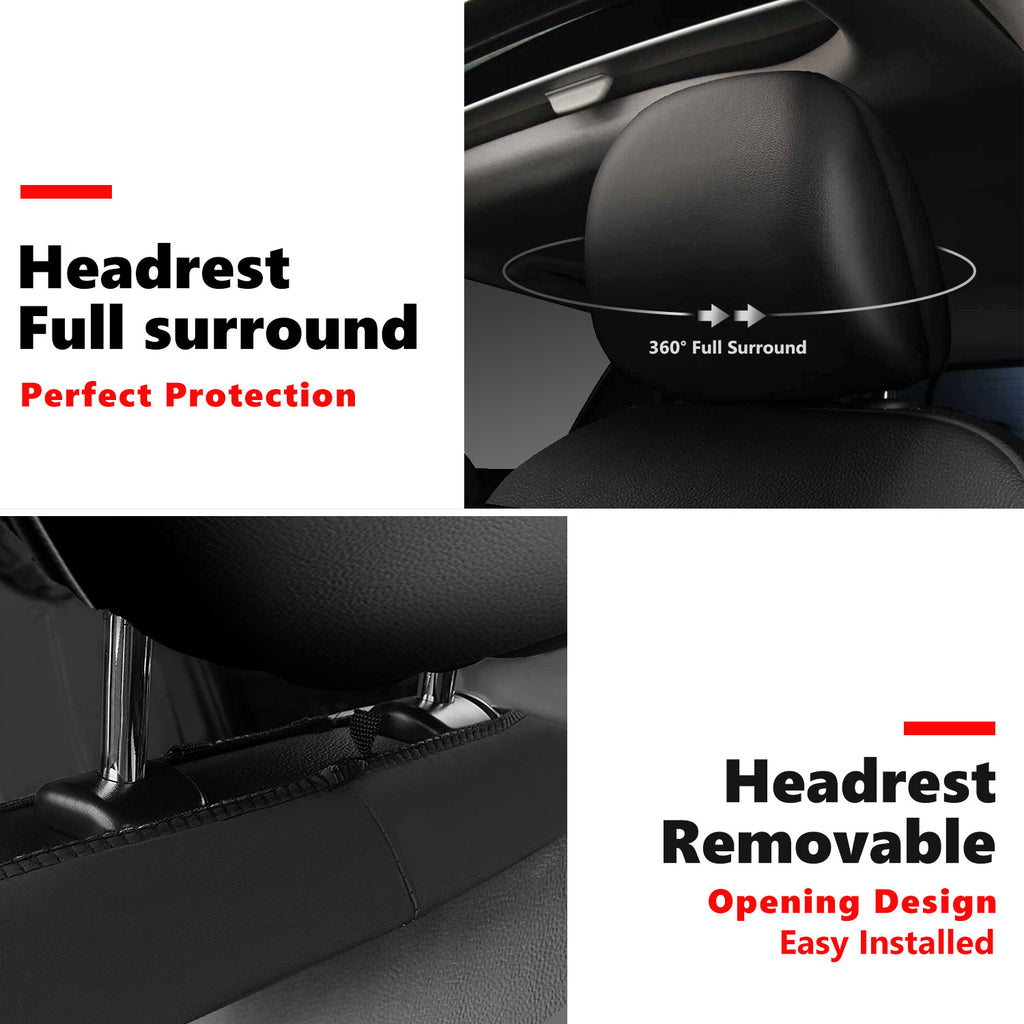 Universal Car Seat Covers Full Set PU Leather & Mesh Material Airbag Compatible, for Sedans SUVs Vans