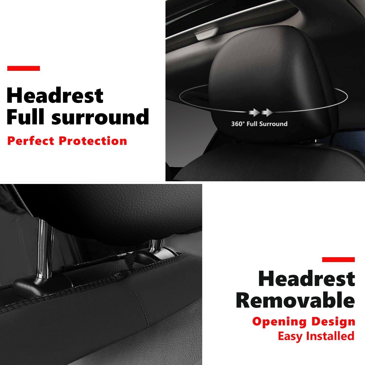 Universal Car Seat Covers Full Set PU Leather & Mesh Material Airbag Compatible, for Sedans SUVs Vans