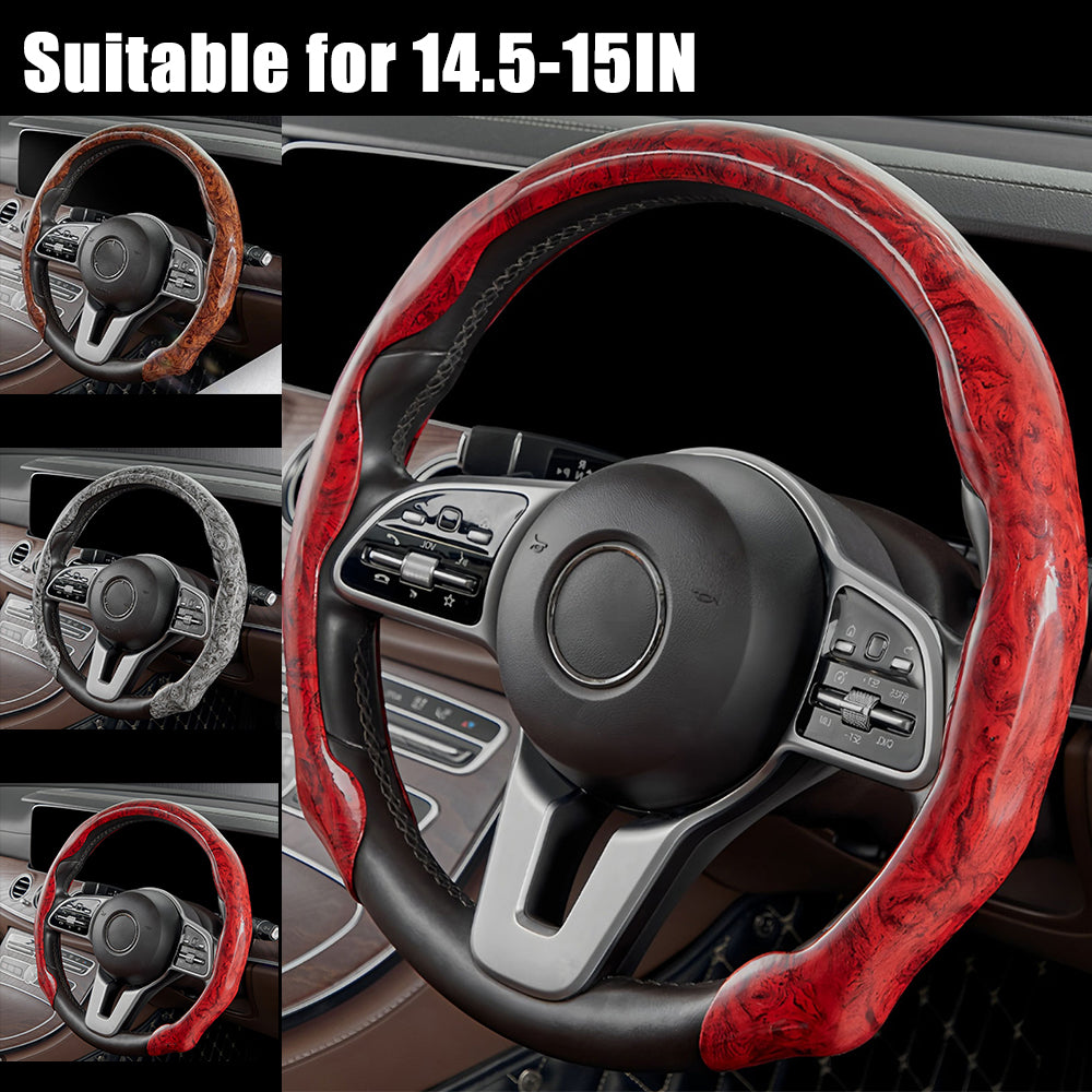 Wood Grain Steering Wheel Cover Anti-Slip for O/D Type 14.5-15 Inch Car Accessories