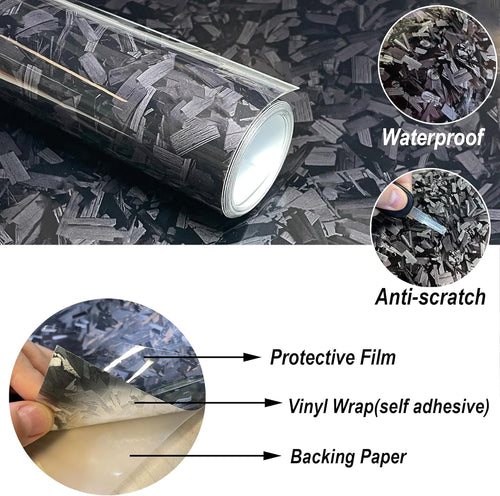 1x5FT 2 Color Forged Gloss Vinyl Wrap with Tool Set Air Release DIY Sticker