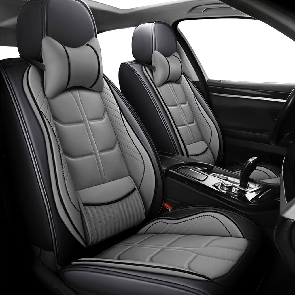 Universal Leather Car Seat Covers Full Set 5 Seats, Airbag Compatible, Breathable Automotive Accessories for Sedans Cars