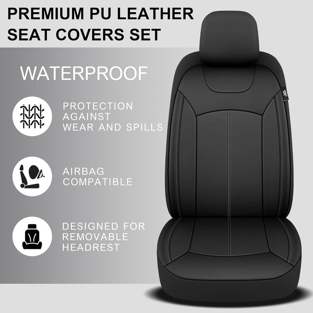 Universal Car Seat Covers Full Set PVC Leather Accessories for Auto Sedans Vans Trucks