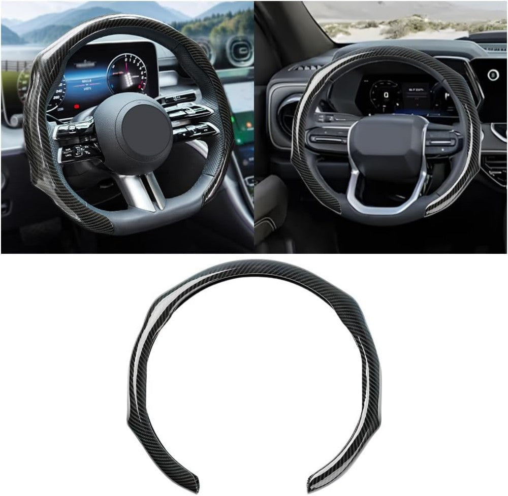 5D High Gloss Carbon Fiber Leather Steering Wheel Cover Easy instalación