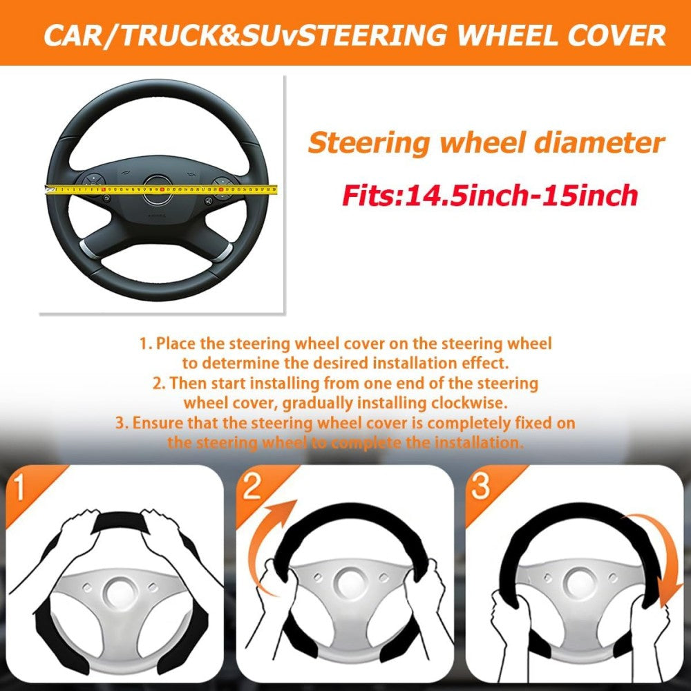 5D High Gloss Carbon Fiber Leather Steering Wheel Cover Easy instalación