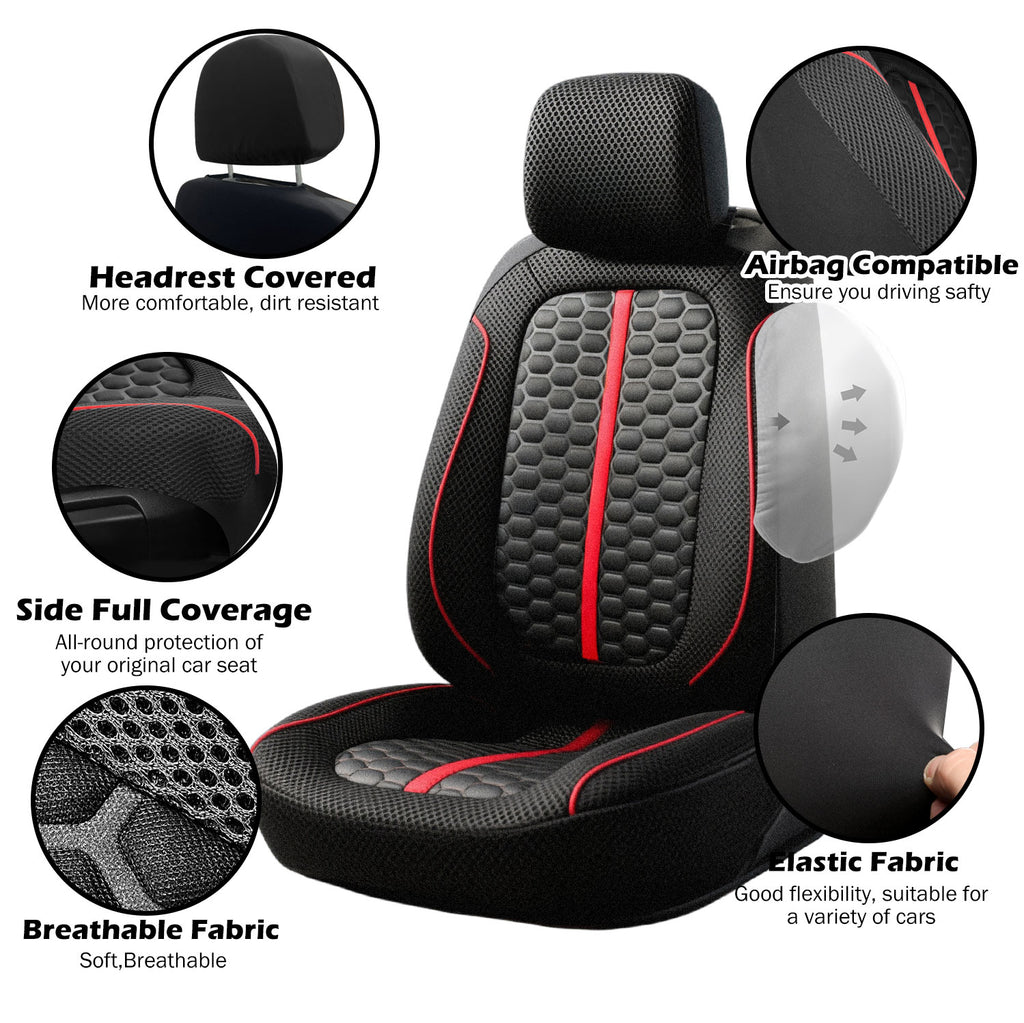 Universal Car Seat Covers Full Set Breathable Fabric Polyester Accessories for Auto Sedans Vans Trucks