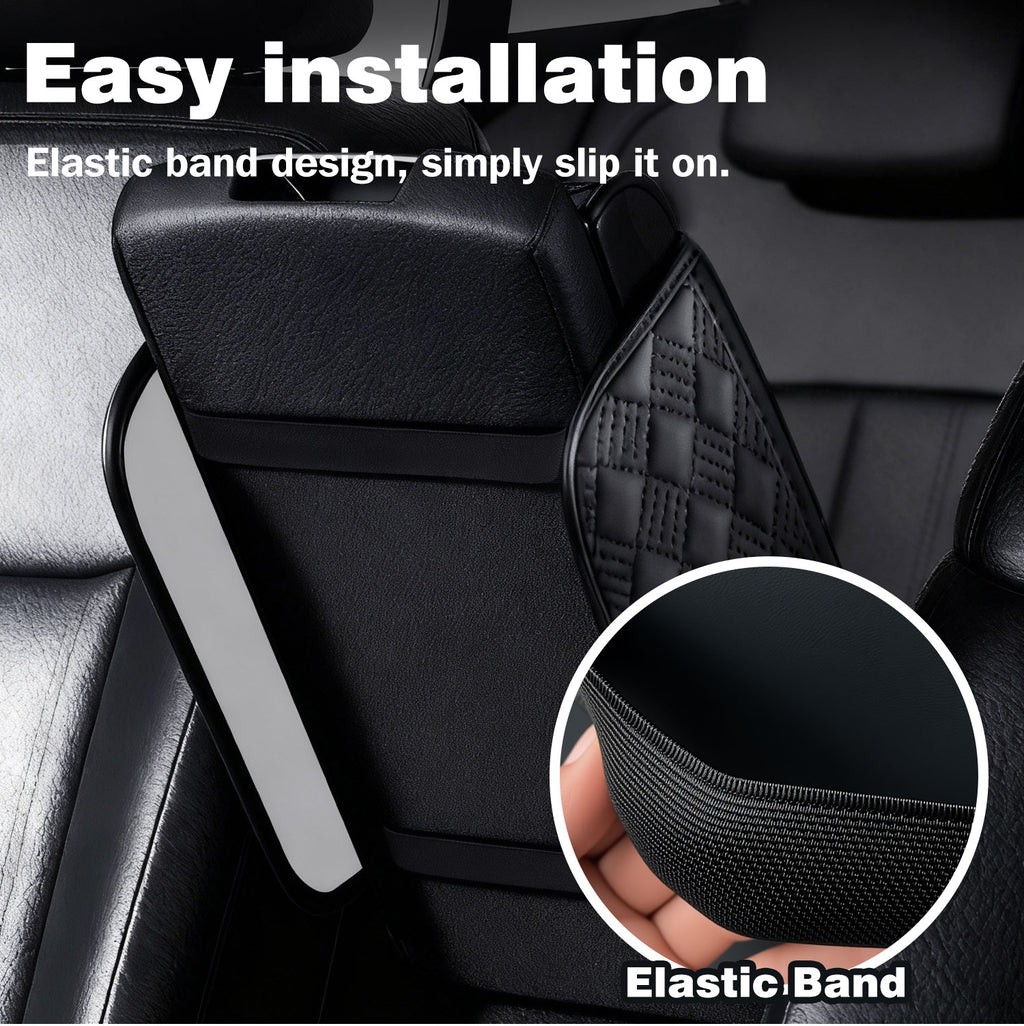 Car Center Console Cover, Armrest Pad with 2 Storage Pockets, Cup Holder, Tissue Box Slot, Phone Holder, Universal fit