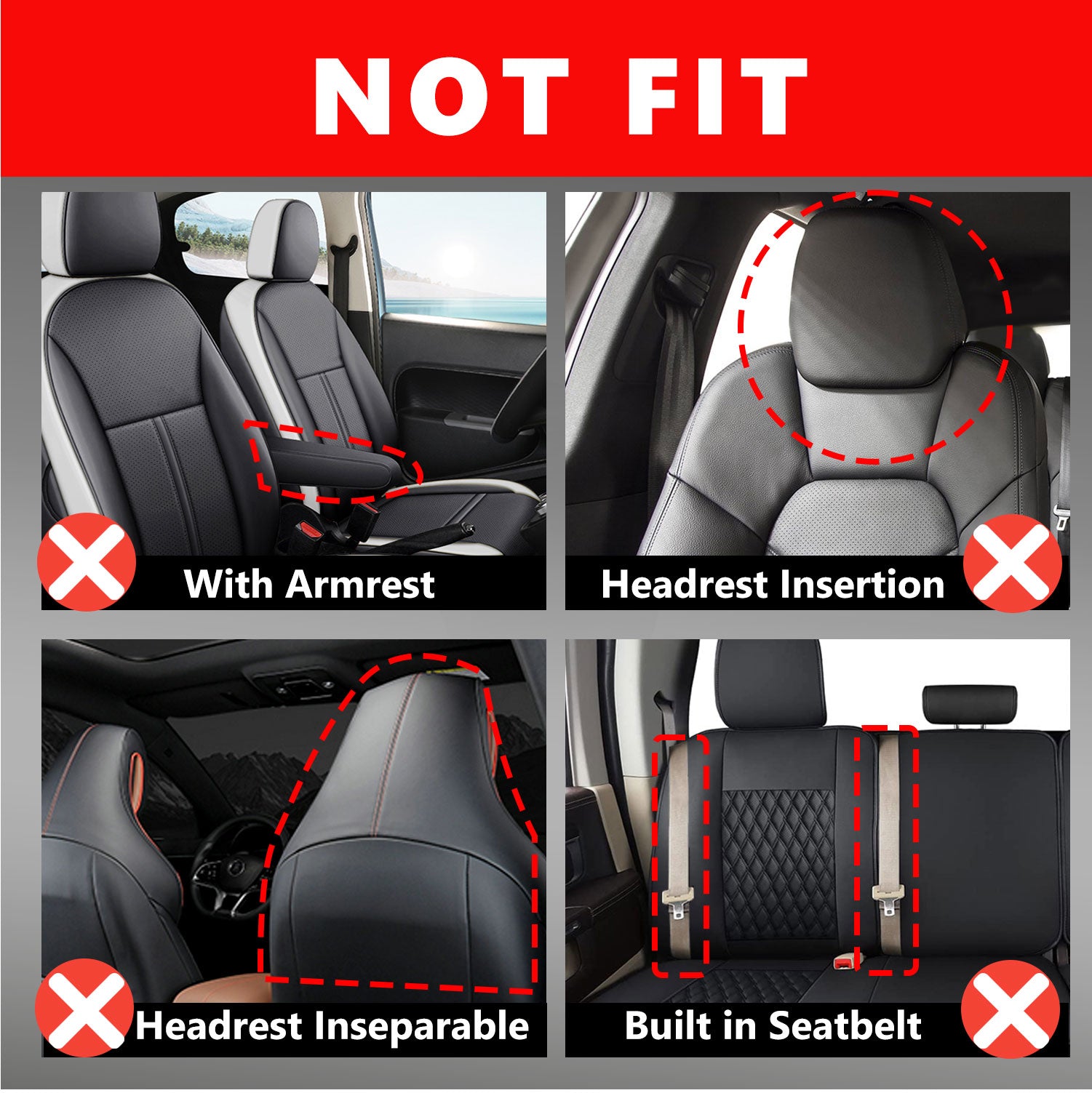 Universal Car Seat Covers Full Set Breathable Fabric Polyester Accessories for Auto Sedans Vans Trucks