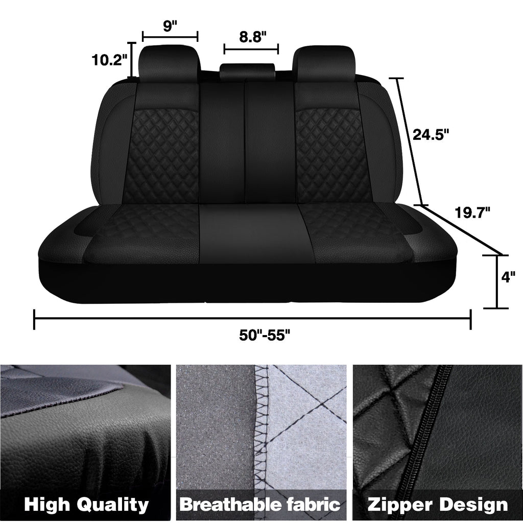 Universal Car Seat Covers Full Set PU Leather & Mesh Material Airbag Compatible, for Sedans SUVs Vans