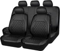 Universal Car Seat Covers Full Set PU Leather & Mesh Material Airbag Compatible, for Sedans SUVs Vans