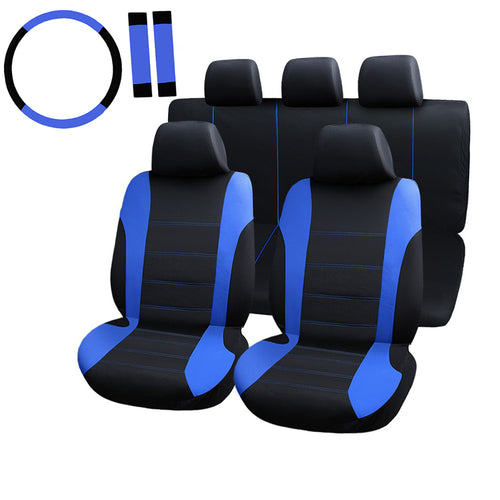 Universal Car Seat Covers Full Set Breathable Fabric Polyester Accessories for Auto Sedans Vans Trucks