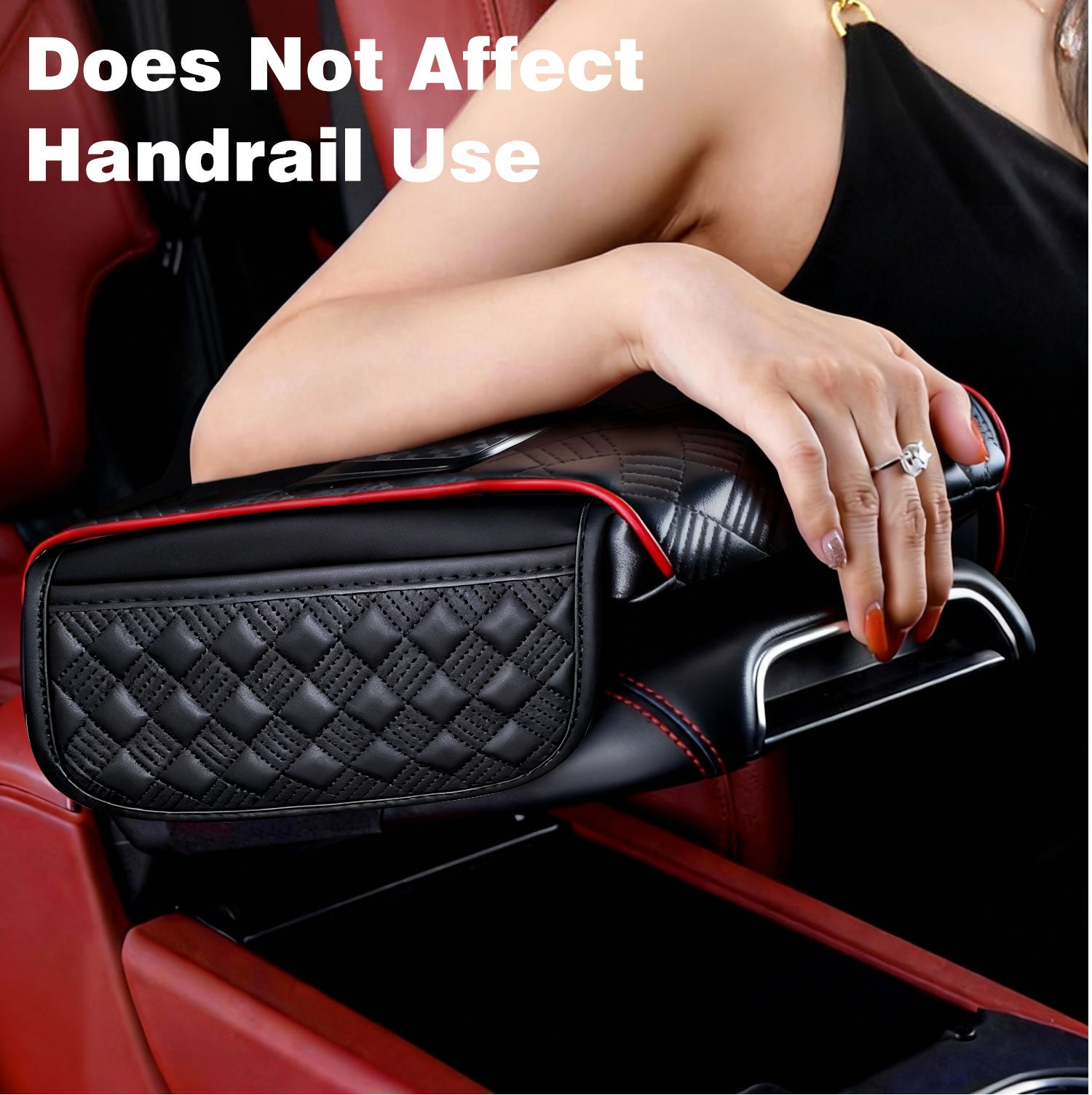 Car Center Console Cover, Armrest Pad with 2 Storage Pockets, Cup Holder, Tissue Box Slot, Phone Holder, Universal fit