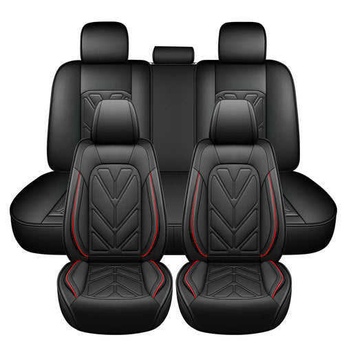 Universal Leather Car Seat Covers Full Set 5 Seats, Airbag Compatible, Breathable Automotive Accessories for Sedans Cars