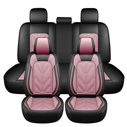 Universal Leather Car Seat Covers Full Set 5 Seats, Airbag Compatible, Breathable Automotive Accessories for Sedans Cars