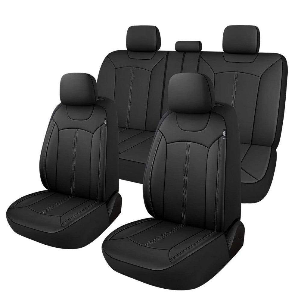Universal Car Seat Covers Full Set PVC Leather Accessories for Auto Sedans Vans Trucks