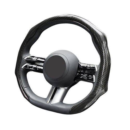 5D High Gloss Carbon Fiber Leather Steering Wheel Cover Easy Installation