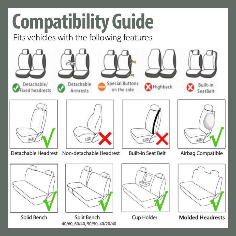 Leather Car Seat Covers 5 Seat Airbag Compatible, Nappa Leather Water Resistant Universal for Suvs Seden Pick-up Truck