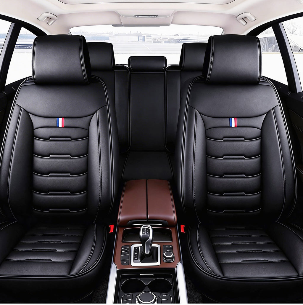 [10% off Your First Order]-Universal Leather Car Seat Covers 5 Seat Airbag Compatible, Nappa Leather Water Resistant Automotive Accessories for Suvs Seden Pick-up Truck