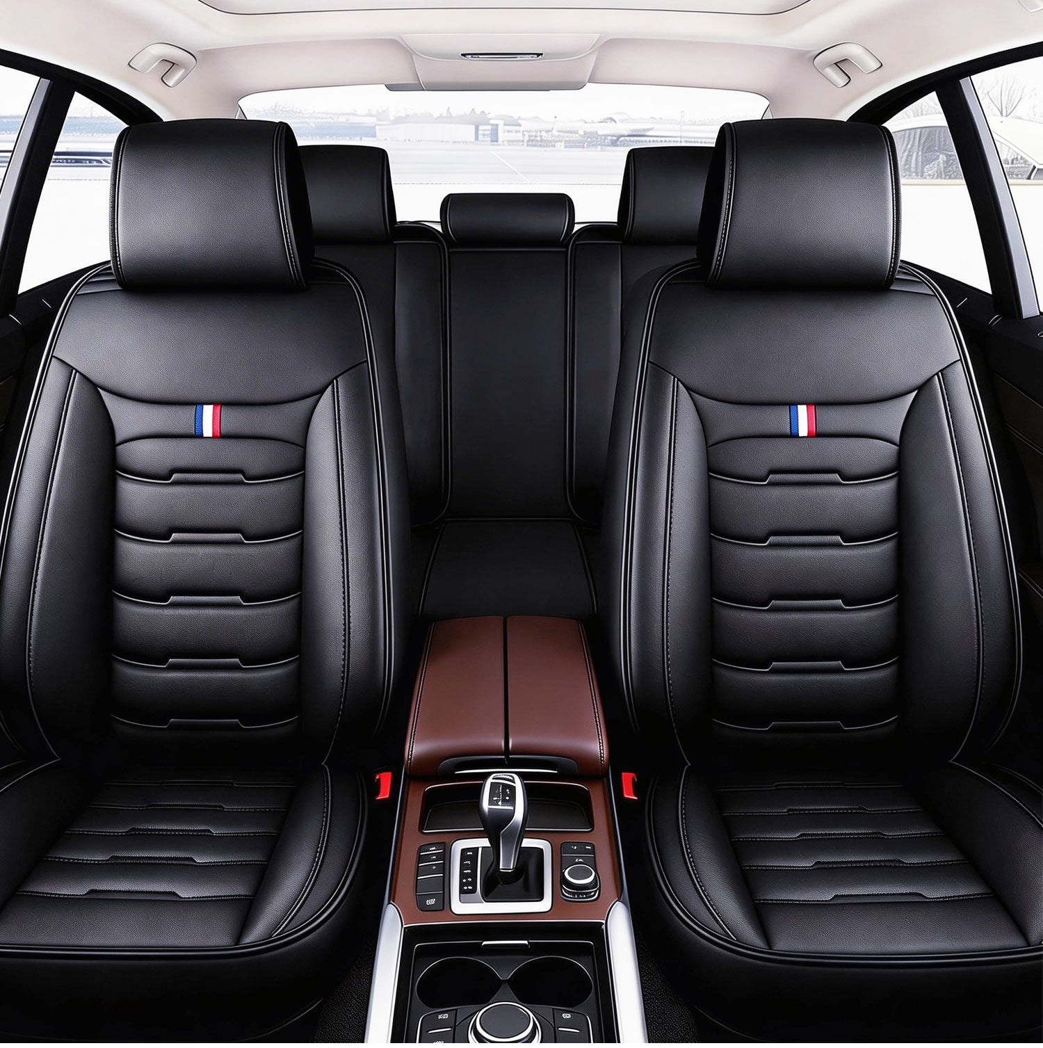 [10% off Your First Order]-Universal Leather Car Seat Covers 5 Seat Airbag Compatible, Nappa Leather Water Resistant Automotive Accessories for Suvs Seden Pick-up Truck