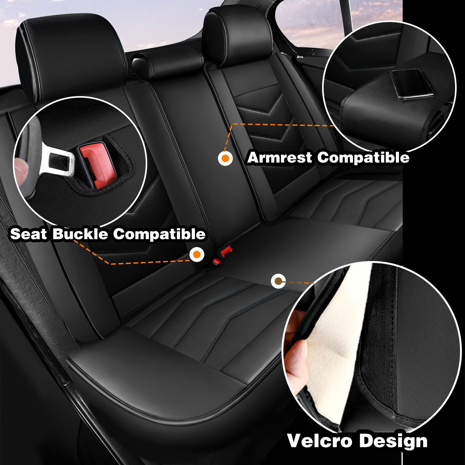 [10% off Your First Order]-Universal Leather Car Seat Covers 5 Seat Airbag Compatible, Nappa Leather Water Resistant Automotive Accessories