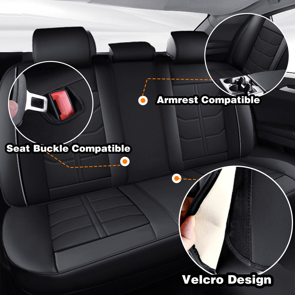 Universal Leather Car Seat Covers Full Set 5 Seats, Airbag Compatible, Breathable Automotive Accessories for Sedans Cars