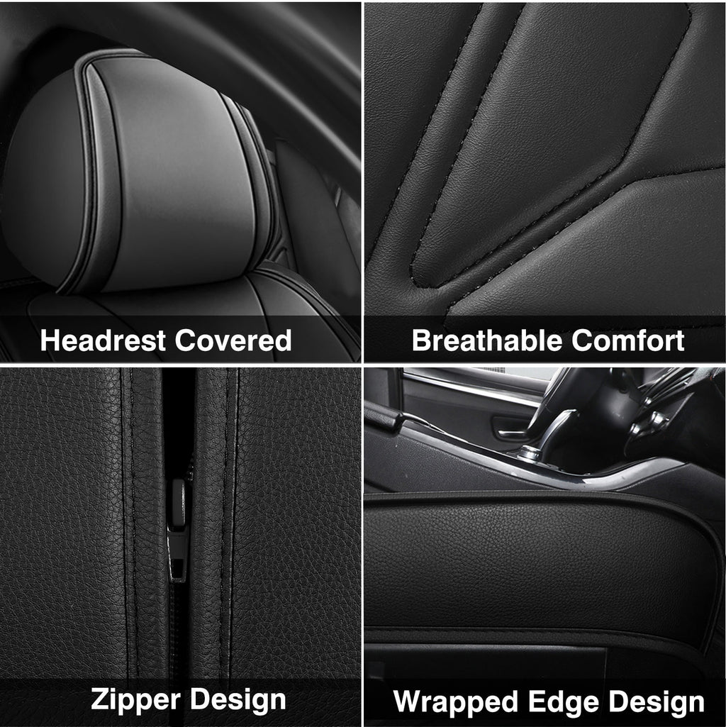 Universal Leather Car Seat Covers Full Set 5 Seats, Airbag Compatible, Breathable Automotive Accessories for Sedans Cars