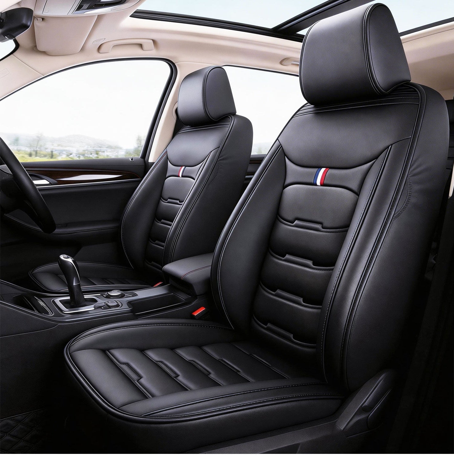 [10% off Your First Order]-Universal Leather Car Seat Covers 5 Seat Airbag Compatible, Nappa Leather Water Resistant Automotive Accessories for Suvs Seden Pick-up Truck