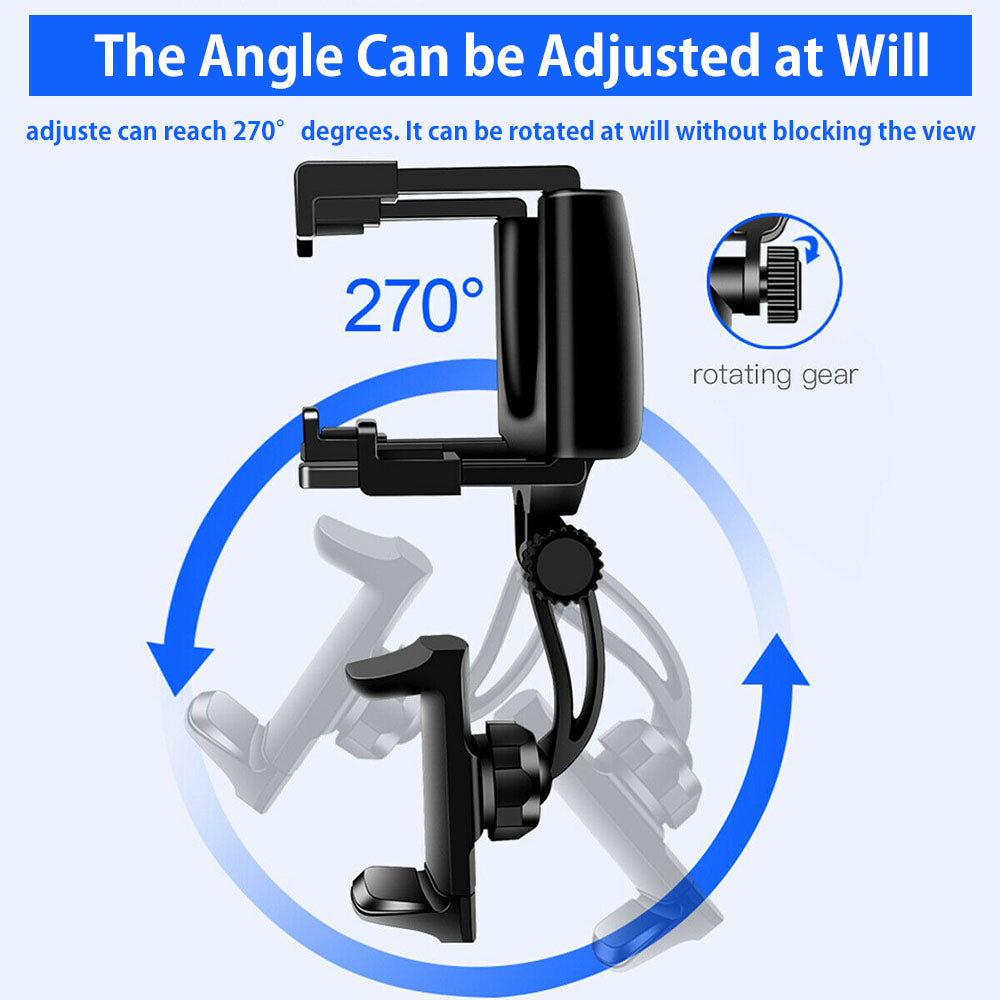 Phone Mount Car 360°Rotatable and Retractable Car Phone Holder Rearview Mirror