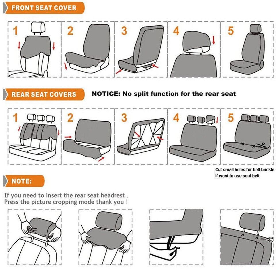 Universal Car Seat Covers Full Set PVC Leather Accessories for Auto Sedans Vans Trucks