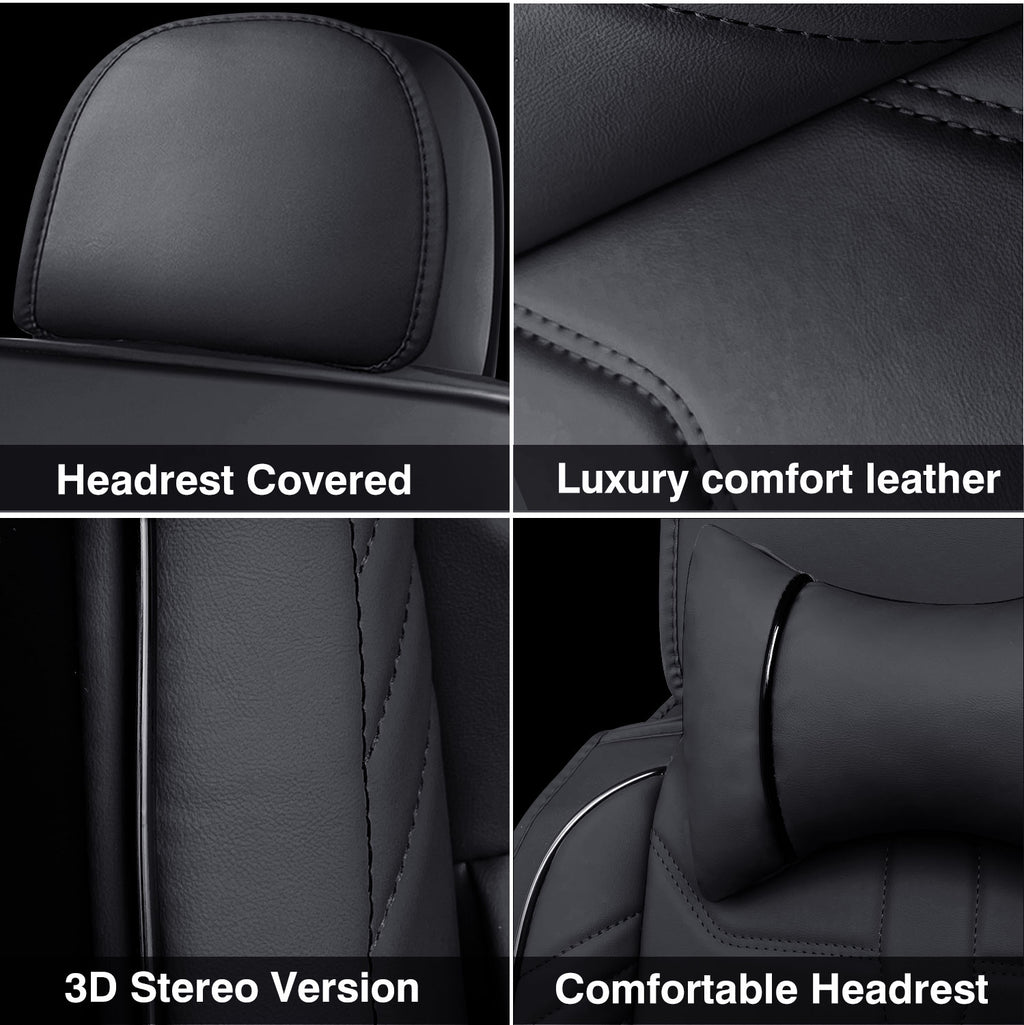 Universal Leather Car Seat Covers Full Set 5 Seats, Airbag Compatible, Breathable Automotive Accessories for Sedans Cars