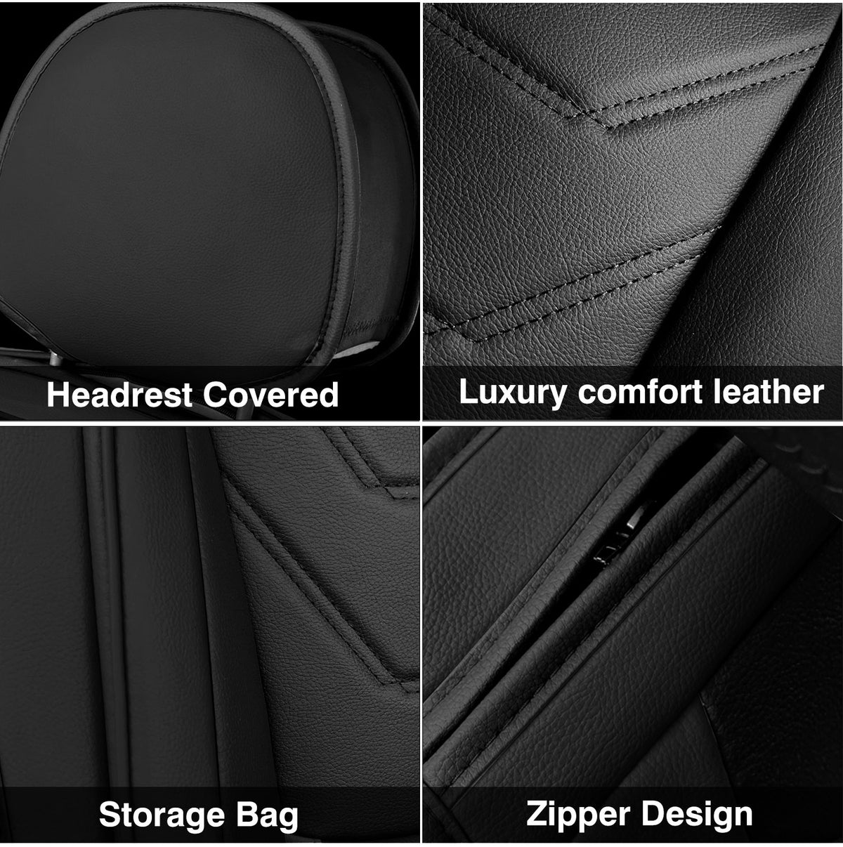 Foneso universal nappa leather car seat cover full set, view 4