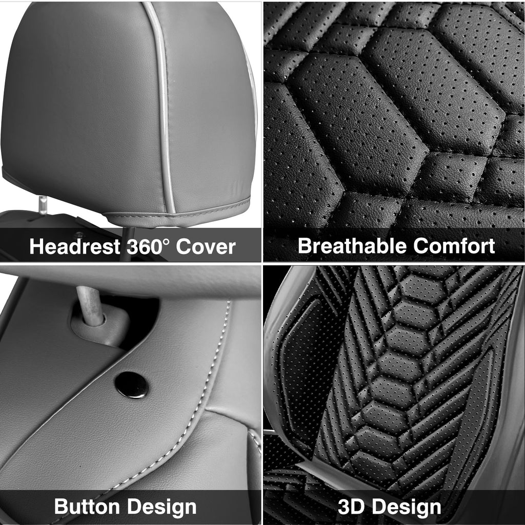 For Chevy Chevrolet Silverado Seat Covers Waterproof Nappa Leather Protectors for Pickup 2007-2026 1500 2500HD 3500HD Trail Boss Z71 Crew Double Extended Cab GMC Sierra