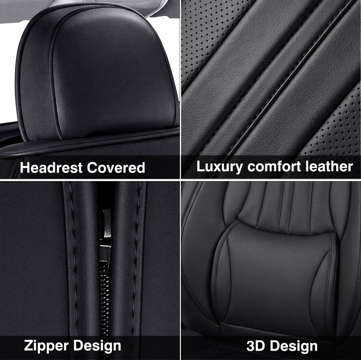 Nappa Leather Car Seat Covers Full Set-Airbag Compatible, Waterproof | Easy Clean Universal Fits Most Sedans, SUVs & Compact Pickups for Tacoma Frontier)