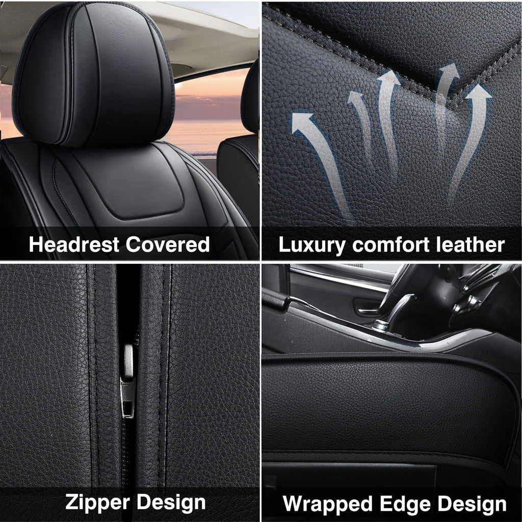[10% off Your First Order]-Universal Leather Car Seat Covers 5 Seat Airbag Compatible, Nappa Leather Water Resistant Automotive Accessories