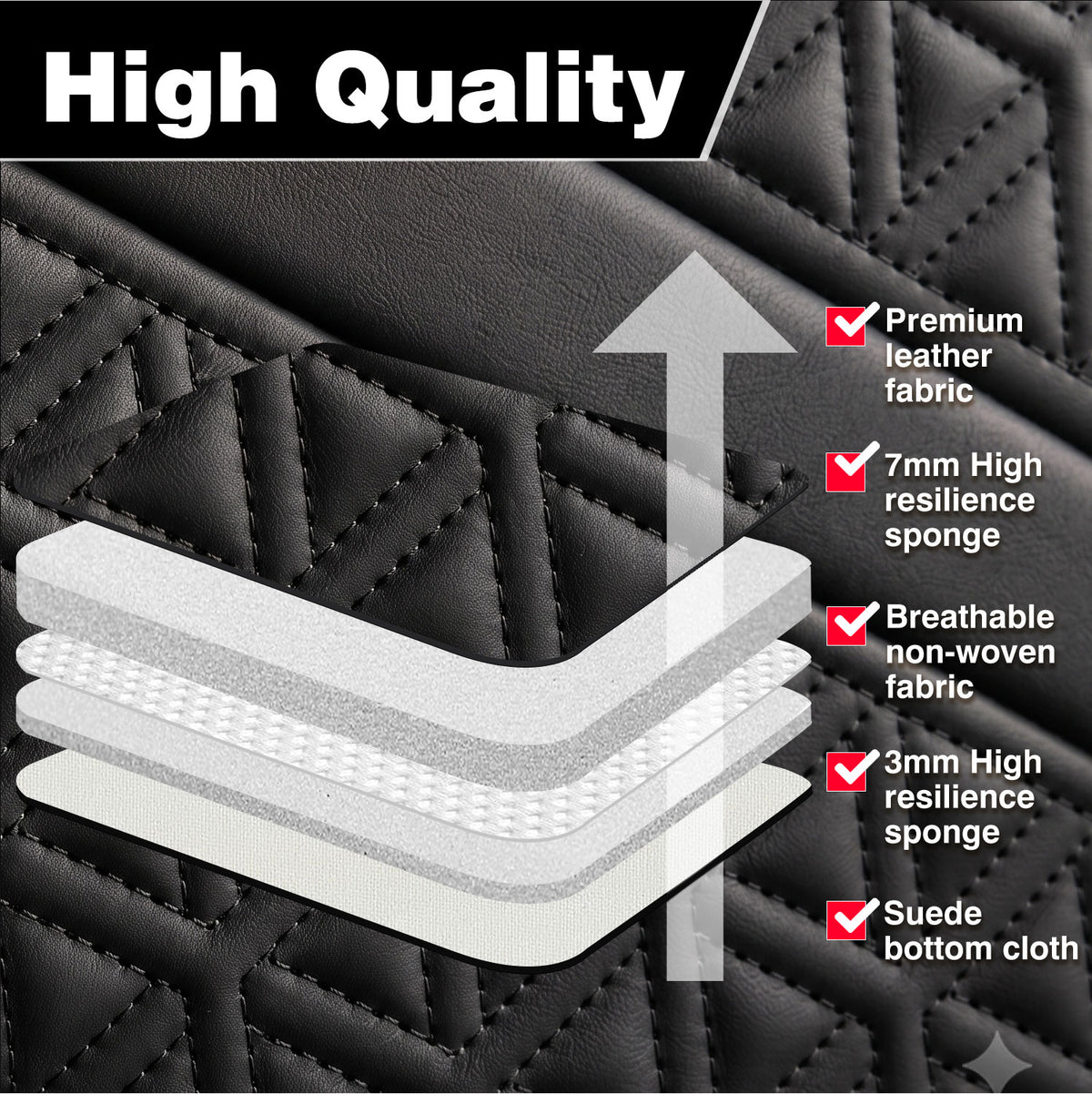 Luxury Nappa Leather Car Seat Covers Full Set-Airbag Compatible, Universal Fits Most Sedans, SUVs & Compact Pickups for Tacoma Frontier)