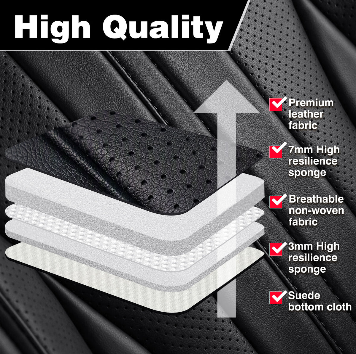 Nappa Leather Car Seat Covers Full Set-Airbag Compatible, Waterproof | Easy Clean Universal Fits Most Sedans, SUVs & Compact Pickups for Tacoma Frontier)