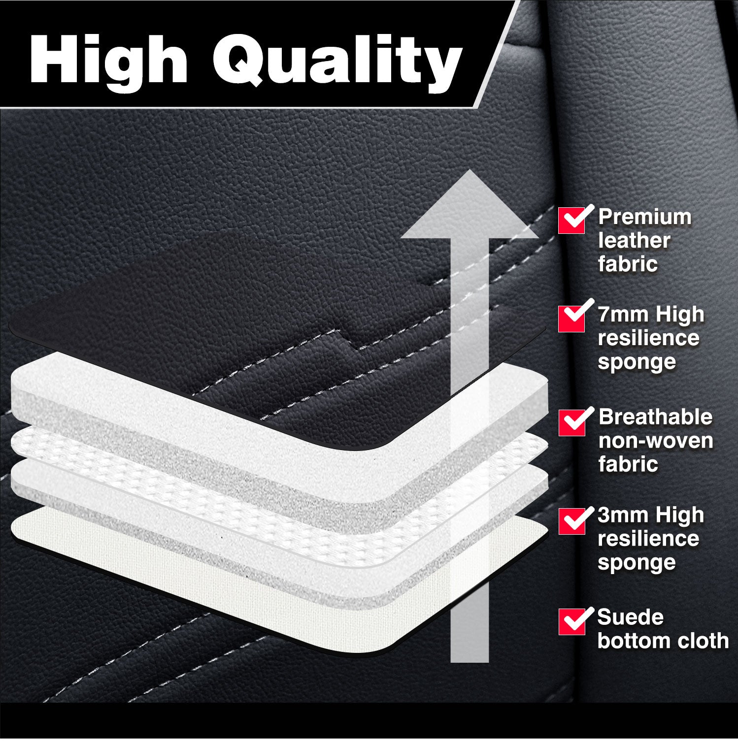 [10% off Your First Order]-Universal Leather Car Seat Covers 5 Seat Airbag Compatible, Nappa Leather Water Resistant Automotive Accessories for Suvs Seden Pick-up Truck