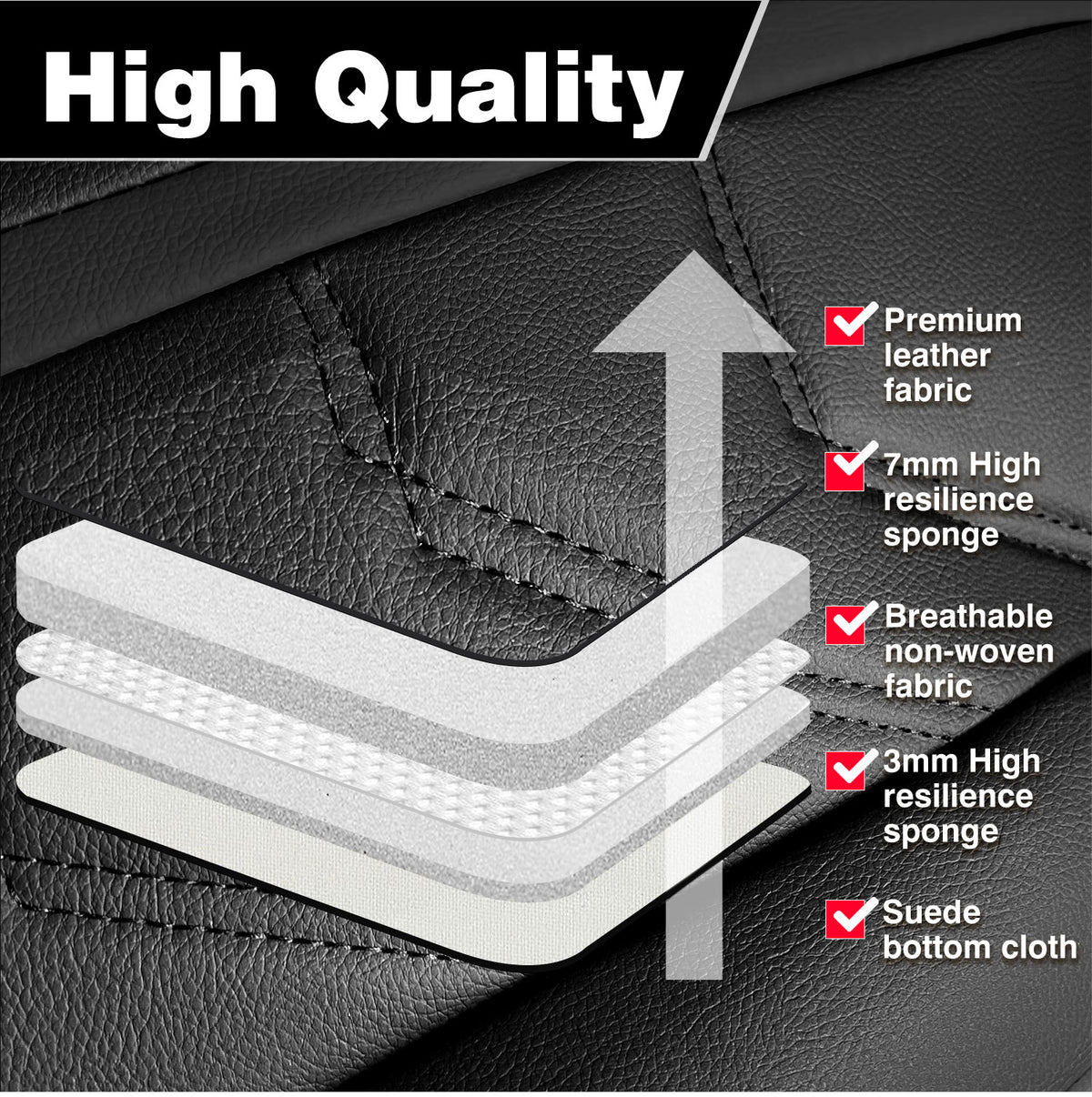 Foneso universal nappa leather car seat cover full set, view 3