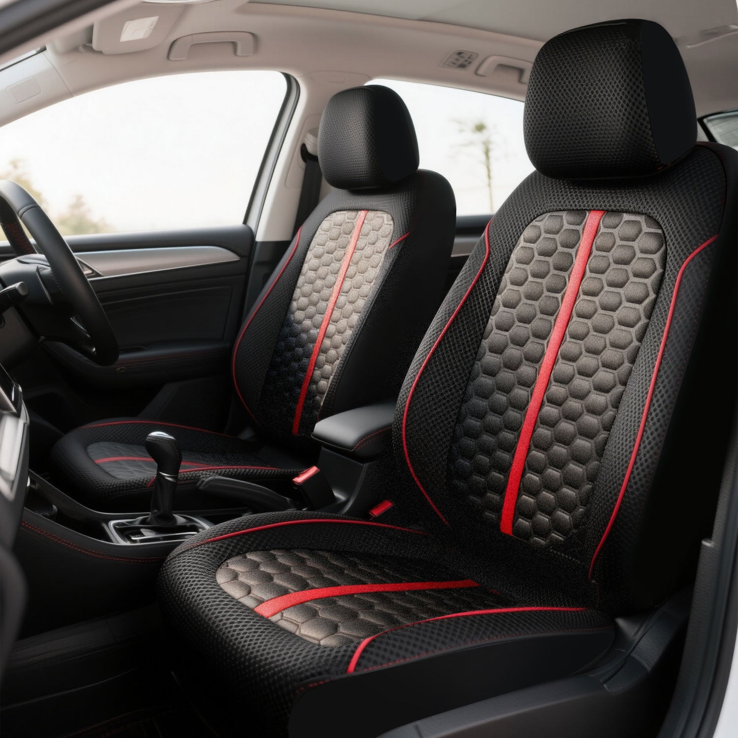Universal Car Seat Covers Full Set Breathable Fabric Polyester Accessories for Auto Sedans Vans Trucks