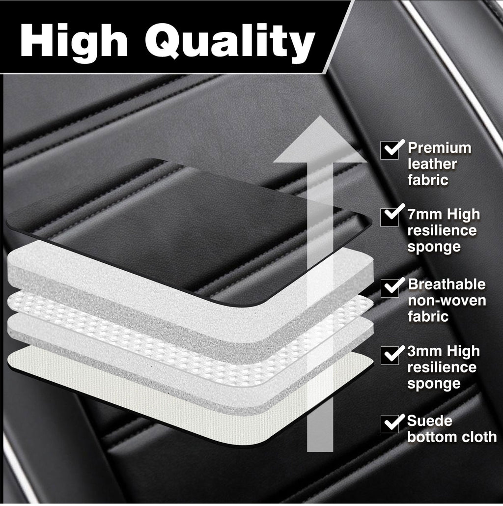 Premium Leather Seat Covers with Headrest & Lumbar Support – Universal Fit, Water Resistant, Side Airbag Compatible – Automotive Interior Accessories for Cars, SUVs & Pickups