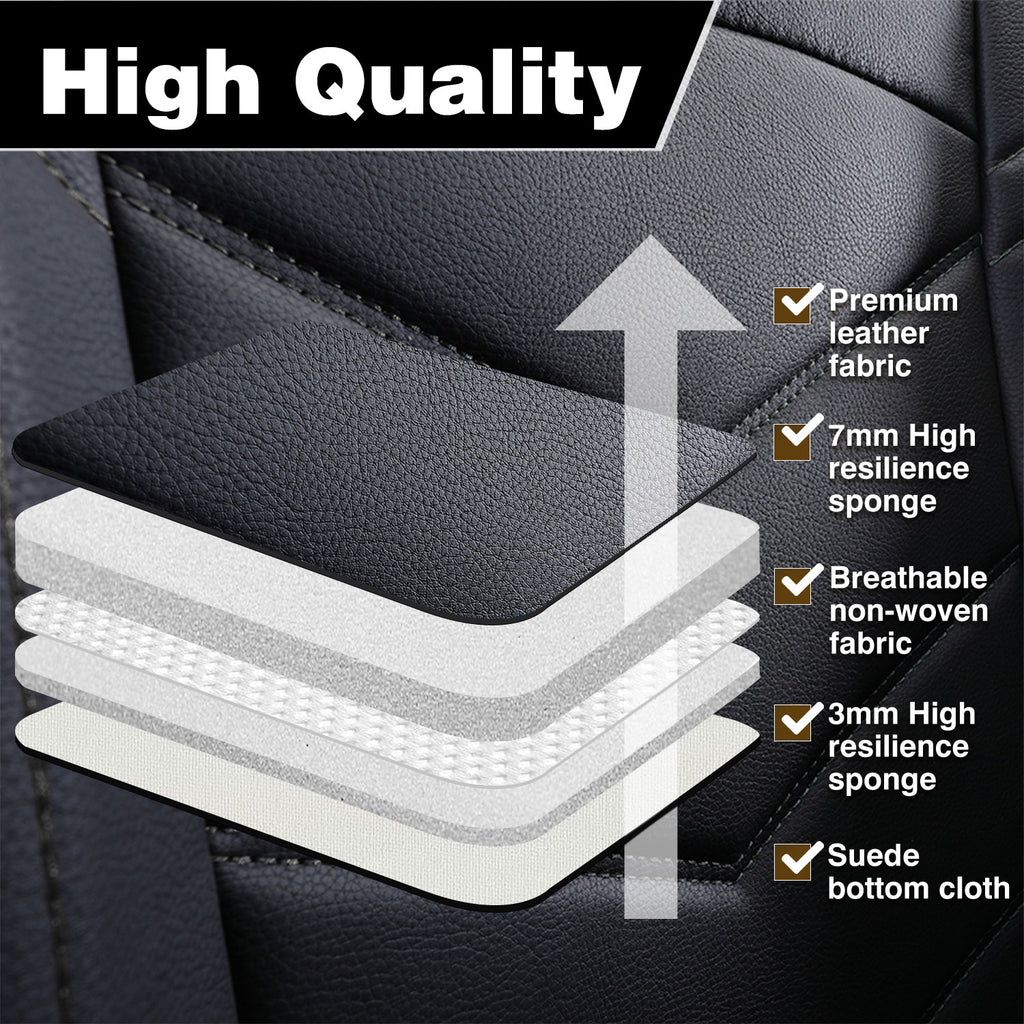 [10% off Your First Order]-Universal Leather Car Seat Covers 5 Seat Airbag Compatible, Nappa Leather Water Resistant Automotive Accessories