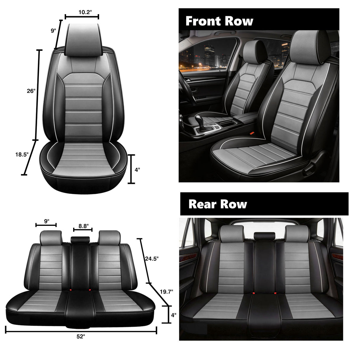 Foneso universal leather car seat covers, view 9