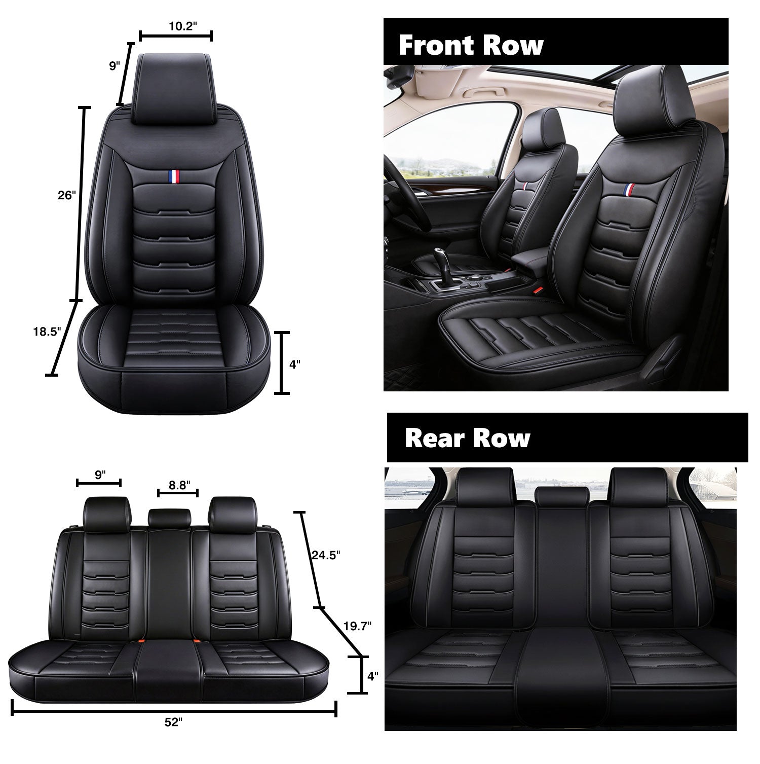 [10% off Your First Order]-Universal Leather Car Seat Covers 5 Seat Airbag Compatible, Nappa Leather Water Resistant Automotive Accessories for Suvs Seden Pick-up Truck