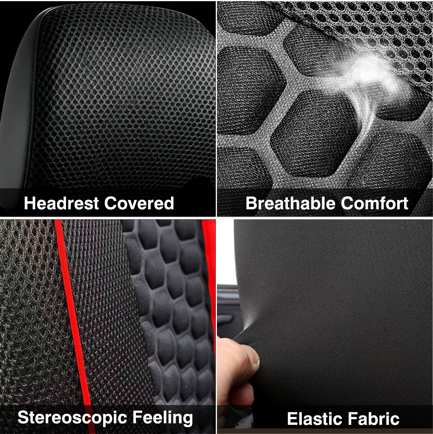 Universal Car Seat Covers Full Set Breathable Fabric Polyester Accessories for Auto Sedans Vans Trucks
